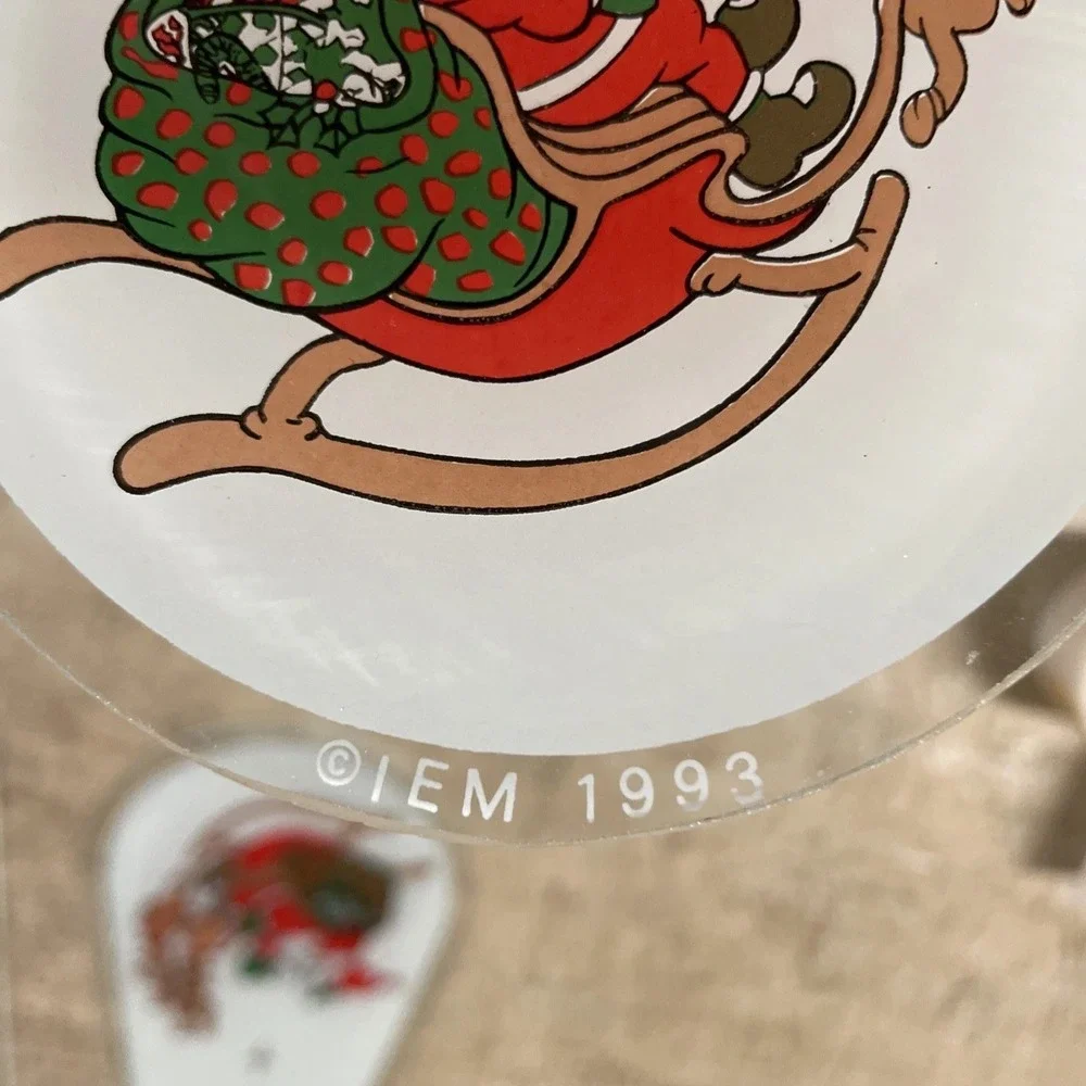 Vintage Set Of 8 IEM Holiday‎ Decor Santa Claus Touch Lamp Panels 1993